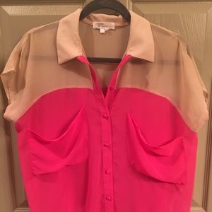 Trendology Pink and Cream Bowling alley shirt 🎳